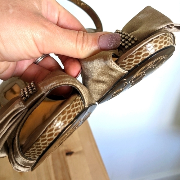 Charles david formal crystal embellished bow peep toe heels 8 - Picture 9 of 13